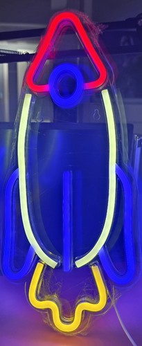 Led neon wall sign - wall, rocket