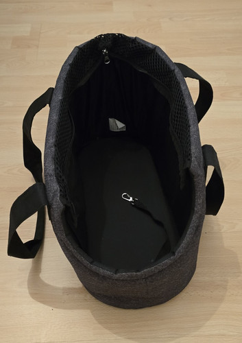 Grey black fabric purse - fabric, tote