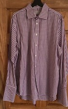 Savoy Taylors Guild Shirt 17.5 “ French Cuff  Plum/White Checked (Hardly Worn)