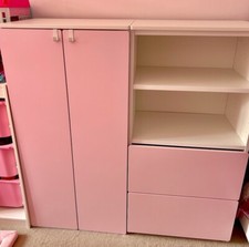 Kids Pink And White IKEA Wardrobe And Drawers SMÅSTAD / PLATSA