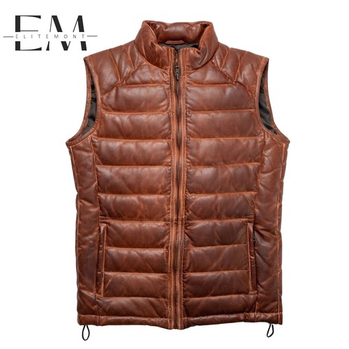 Mens leather puffer vest - puffer,