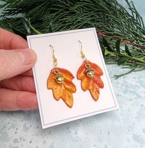 Oak leaf acorn charm earrings