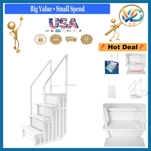 White pool steps anti slip - white, anti-slip