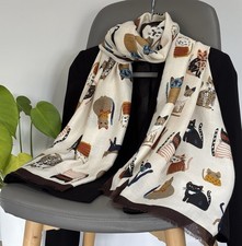Brand New Cat Print Ladies Scarf – Soft Fashion Accessory, Gift-Ready