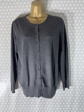 womens M&S Marks&spencer Uk 16 Charcoal Grey Thin Knit Long Sleeve cardigan Top