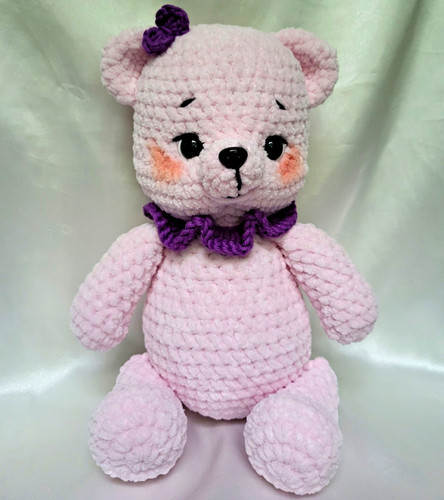 Handmade crocheted pink plush