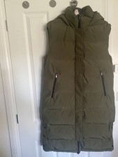 Tu women Khaki Padded Longline Hooded Gilet M BNWT