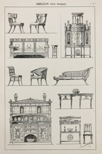 Greek Furniture Styles - 1904 Large Antique Print