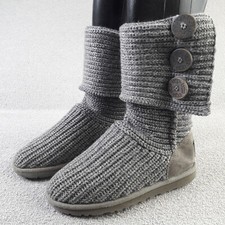 UGG Womens Boots UK 3.5 EUR 36 Grey 5819 Classic Cardy Sweater Knit Ladies