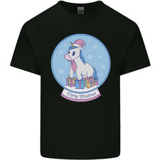 Christmas Unicorn Snow Globe Mens Cotton T-Shirt Tee Top