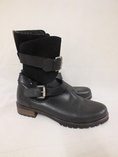 Fat Face Black Leather Ankle Boots Size 7 EU 40  (Hol)