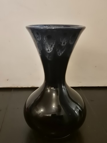 Black studio pottery vase - studio,