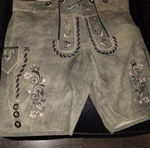Leather lederhosen with belt - lederhosen,