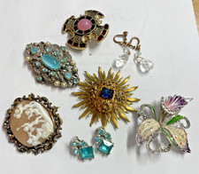 Joblot Vintage Brooches Earrings Costume Jewellery Bundle