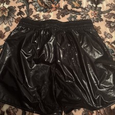 Men’s Size Medium Shiny Black Polyester Shorts New