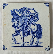 WARRIOR ON HORSE  MINTON ANTIQUE 6 INCH TILE
