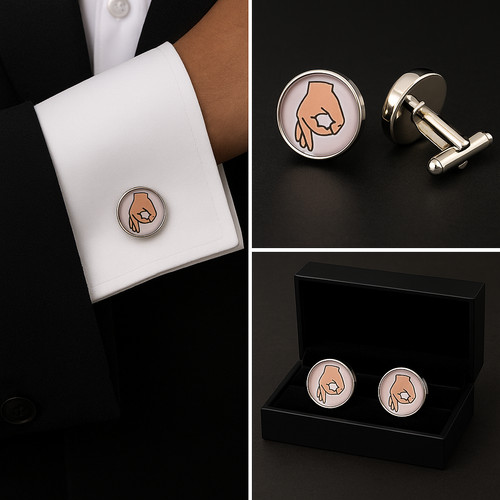 Finger circle cufflinks 16mm - finger,