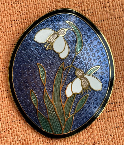 Vintage cloisonné snowdrop - cloisonné,