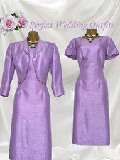 HUDSON & ONSLOW Size 12 Purple Lilac Mother Of The Bride Outfit Dress Jacket