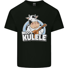 Mookulele Funny Cow Playing Ukulele Guitar Kids T-Shirt Childrens