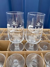 Carlsberg Pilsner Pint Glass 20oz Pedestal Goblet Set Of 4