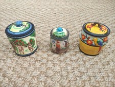 3 vintage Japanese Maruhon Ware condiment jars/honey pots, not Marutomo