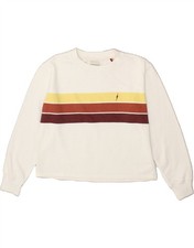 LIGHTNING BOLT Womens Crop Graphic Sweatshirt Jumper UK 14 Medium White SB06