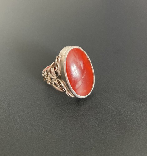 Silver and carnelian ring - , by