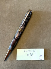 Unique vintage Nova ballpoint pen in silver/ grey patterned celluloid on brass