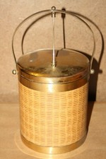 Vintage Ice Bucket With Hinged Lid - Wicker Effect - Polystyrene Insulation