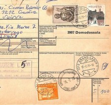 SWITZERLAND Parcel Card *Grand-Lancy* 1975 ITALY Postage Dues {samwells}BL411