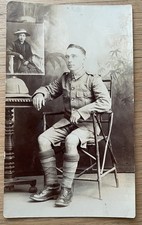 RP Postcard WW1 British Soldier with Pith Helmet - Photo by W.V. Eden, Bangalore