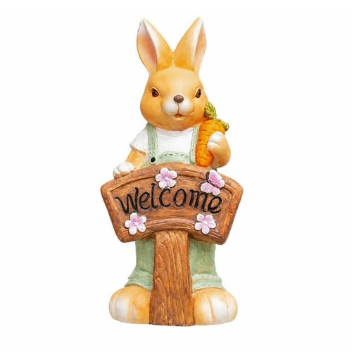 Rabbit statue with welcome - statue,