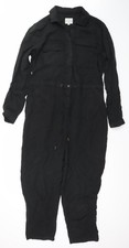 Fat Face Womens Black Lyocell Collared Long Sleeve Jumpsuit Size 14