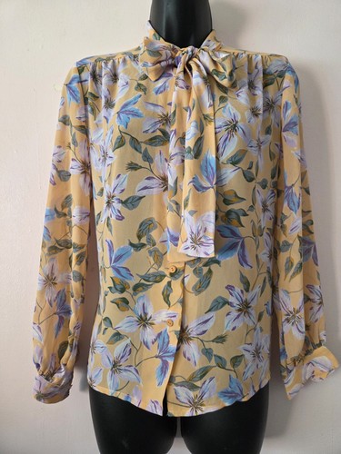 Vintage floral pussy bow - vintage,