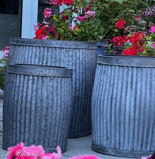 3 x Zinc Dolly Tubs Metal