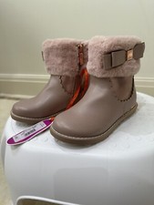 Ted Baker Girls Faux Fur Rose Pink Boots Size 10 BNWT