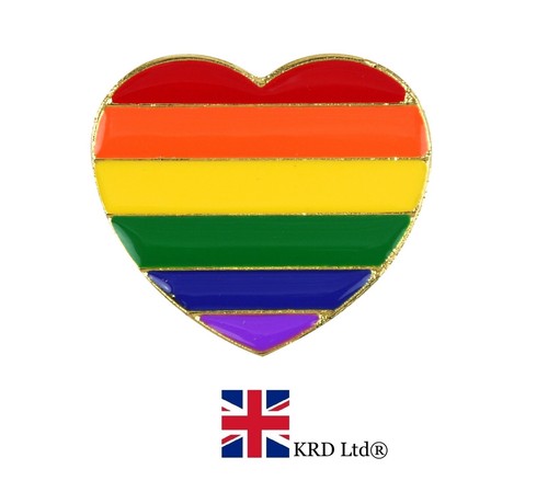 Rainbow heart metal pin badge - rainbow,