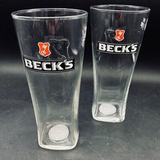 BECKS Pint Glass x 2 Embossed