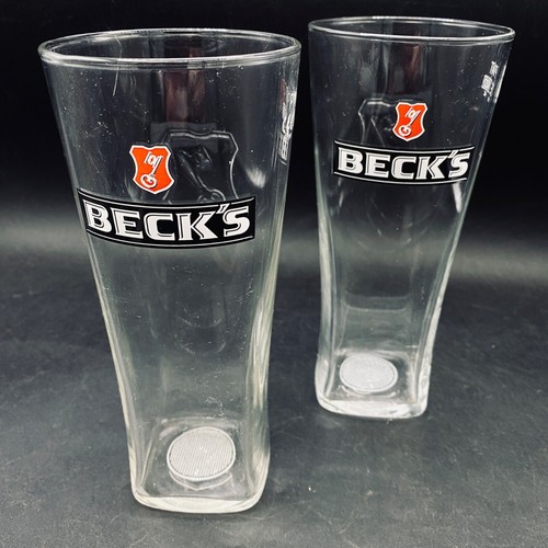 Becks pint glass embossed - glass,