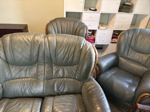 Green faux leather seater - green,