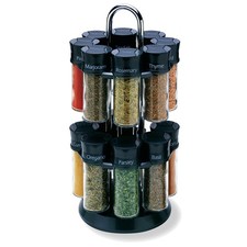 Olde Thompson Chrome- Plated Rotating Spice Rack, 16 Refillable Spice Jars Wi...