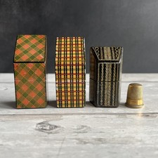 Antique Trio of Needle Case Needle Packet Boxes Mauchline Ware Tartan Ware