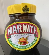 Empty 250g  MARMITE Jars, USED. Stage prop. Collectable. Oomph label. 