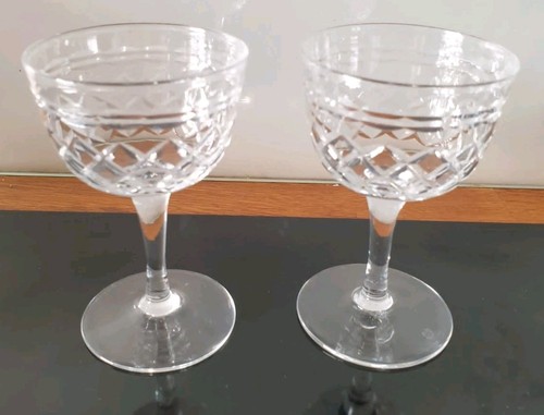 Pair pretty cut glass - pair,