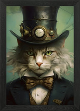 Steampunk cat Framed Wall Art