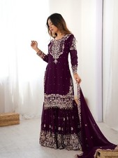 Dark Purple Moti Pearls Work