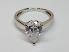 Size K Sterling Silver 925 ladies Ring Solitaire clear CZ stone cubic zirconia