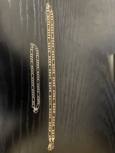9ct gold figaro set - 9ct,