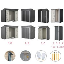 BIRCHTREE Garden Shed Metal Pent Roof Outdoor Storage With Free Foundation New 